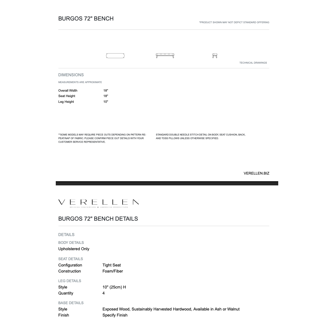 Introducing the Burgos Bench, featuring elegantly shaped legs, clean lines and a plush upholstered top. Amethyst Home provides interior design, new home construction design consulting, vintage area rugs, and lighting in the Monterey metro area.