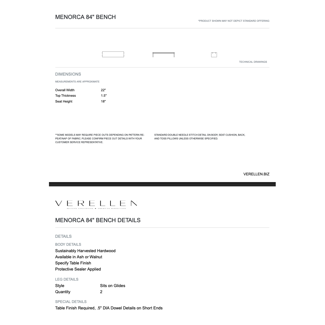 A straight forward design with exposed dowel details makes our Menorca Bench coherent and recognizable. Amethyst Home provides interior design, new home construction design consulting, vintage area rugs, and lighting in the Tampa metro area.