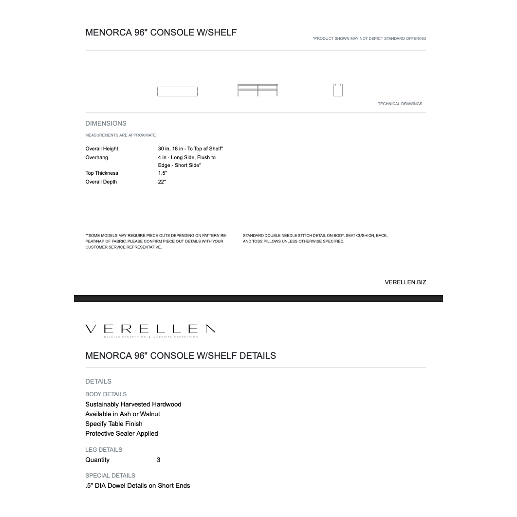 A straight forward design with exposed dowel details makes our Menorca Console coherent and recognizable. Amethyst Home provides interior design, new home construction design consulting, vintage area rugs, and lighting in the San Diego metro area.