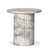 Oranda End Table - Polished White Marble - Polished White Marble w/ Sealant