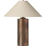 Featuring Seaton Iridescent Acid Wash Table Lamp by Four Hands at Amethyst Home. All-metal table lamp finished with a unique process to accomplish its iridescent acid wash look. The metal is first polished, then oxidized. It's finished with a heating process and lacquer seal for an antiqued look, complemented by a simple linen shade.Overall Dimensions: 20.00"w x 20.00"d x 24.00"hW. Amethyst Home provides interior design, new construction, custom furniture, and area rugs in the Calabasas metro area