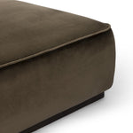 Featuring Sinclair Surrey Olive Square Ottoman by Four Hands at Amethyst Home. Upholstered in a deep olive velvet paired with a solid brown wood base, this 36" square ottoman can be placed just about anywhere – bringing with it a luxe vibe. Style with a tray as a design-forward coffee table.21"Overall Dimensions: 21.50"w x 21.50"d x 16.00"hWeight: 20.94 lbs36"Overall Dimensions:. Amethyst Home provides interior design, new construction, custom furniture, and area rugs in the Los Angeles metro area