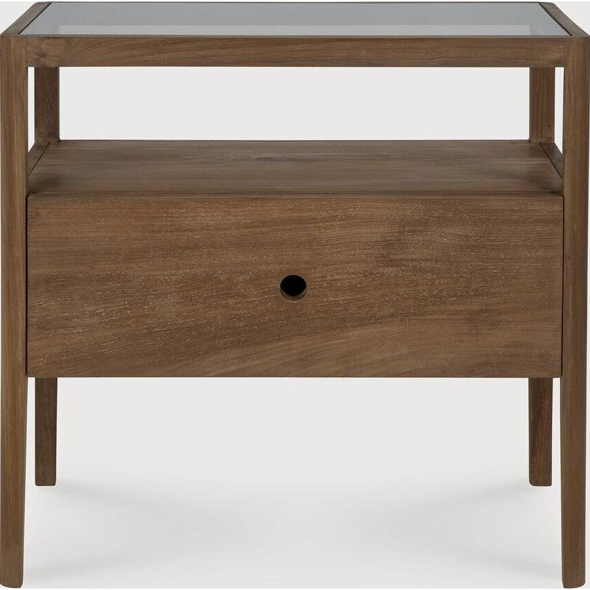 Featuring Spindle Bedside Table Reclaimed Teak by Ethnicraft at Amethyst Home. With its one drawer, open space and slightly tapered legs, the Spindle bedside table is the perfect no-nonsense companion for the striking Spindle bed. Reclaimed teak offers a truly unique finish for each and every item — the origin of each hand-finished piece of furniture carries i. Amethyst Home provides interior design, new home construction design consulting, vintage area rugs, and lighting in the Austin metro area.