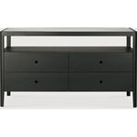 Featuring Spindle Oak Black Dresser by Ethnicraft at Amethyst Home. The Spindle collection found its inspiration in the traditional spinning wheel. Slightly tapered legs and rounded edges add a soft, sensual quality to this beautiful bedroom collection. This dresser is just as much at home in the bedroom as it is in commercial spaces as a stylish storage solution.Weight : 192 lbs . Amethyst Home provides interior design, new construction, custom furniture, and area rugs in the Nashville metro area