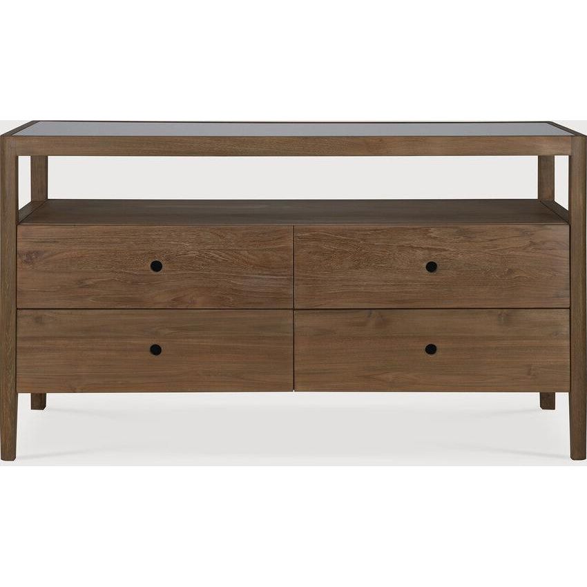 Featuring Spindle Reclaimed Teak Dresser by Ethnicraft at Amethyst Home. The Spindle collection found its inspiration in the traditional spinning wheel. Slightly tapered legs and rounded edges add a soft, sensual quality to this beautiful bedroom collection. This dresser is just as much at home in the bedroom as it is in commercial spaces as a stylish storage solution.Weight : 184. Amethyst Home provides interior design, new construction, custom furniture, and area rugs in the Charlotte metro area