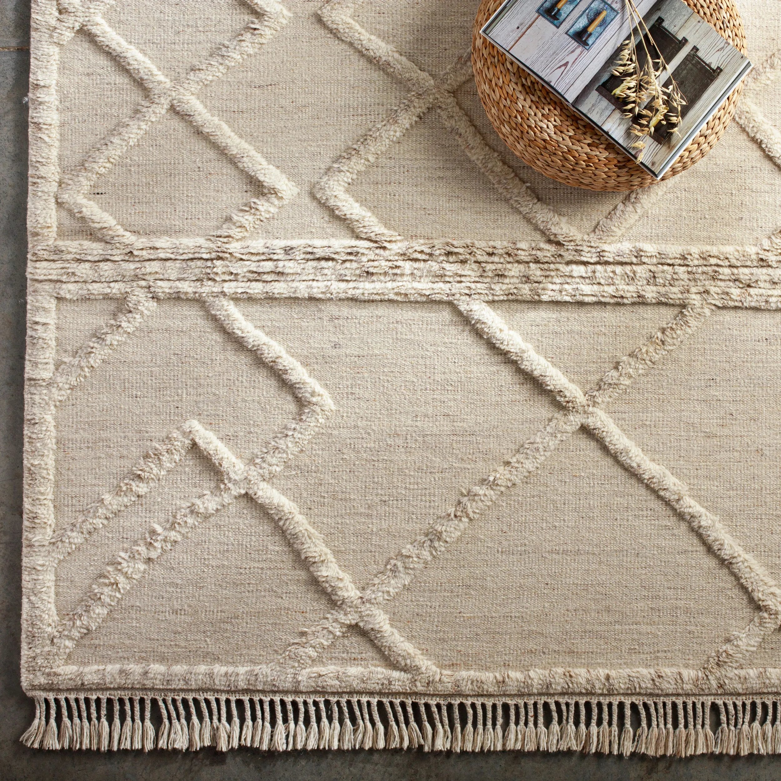 Discover the exotic allure of our Cadiz Collection hand-knotted rug, a beautiful addition to any space seeking an elevated Moroccan Global style. Its plush pile offers underfoot comfort that is enhanced when used with a rug pad. Amethyst Home provides interior design, new home construction design consulting, vintage area rugs, and lighting in the Dallas metro area.