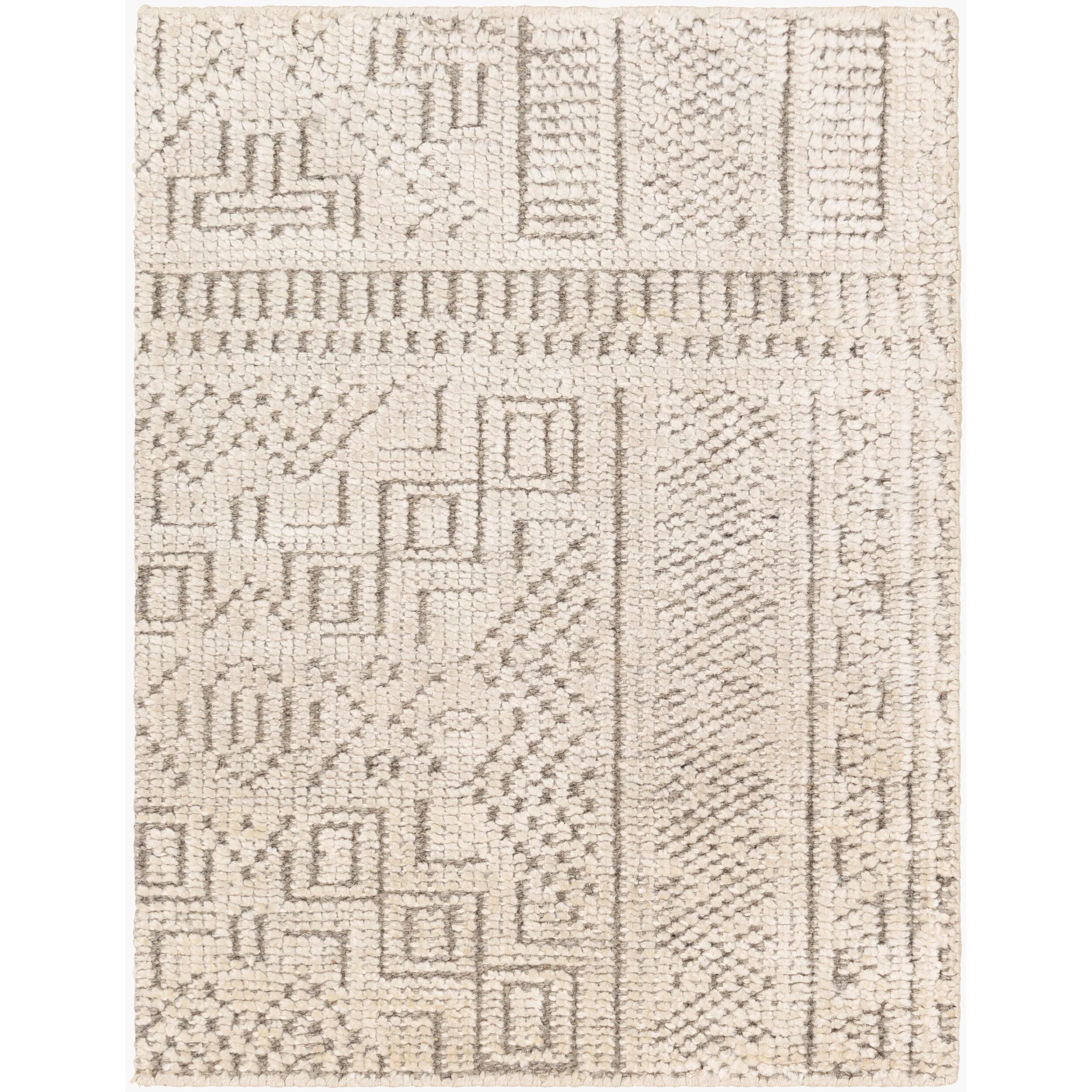 This Livorno Hand Made Rug is the perfect addition to any home decor. This piece of artistry features a timeless updated traditional style that will be sure to enhance your interior design. The rug is made of high quality wool and viscose, with no pile and hand knotted construction for maximum durability and longevity. Amethyst Home provides interior design, new home construction design consulting, vintage area rugs, and lighting in the Portland metro area.