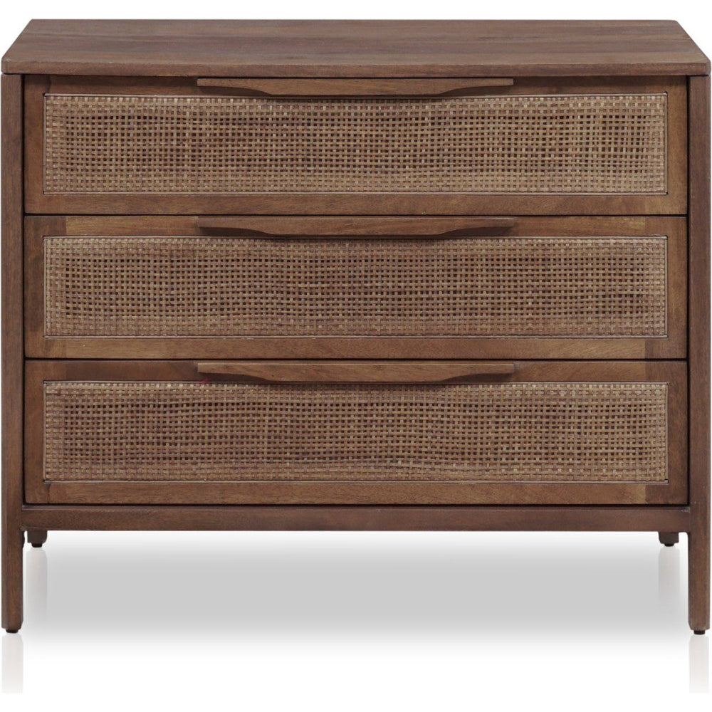 Featuring Sydney Large Nightstand - Brown Wash Mango by Four Hands at Amethyst Home. Brown-washed solid mango encases inset woven cane, for a textural take on bedside storage.
Overall Dimensions: 32"W x 19"L x 26"HColors:  Brown Wash, Brown CaneMaterials: Solid Mango , CaneWeight: 65.7. Amethyst Home provides interior design, new construction, custom furniture and area rugs in the Omaha metro area