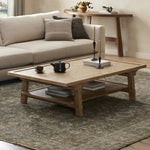 Featuring Trinity Distressed Light Oak Coffee Table by Four Hands at Amethyst Home. This Asian-inspired design made from light, distressed oak features mortise-and-tenon joinery, which connects protruding stretchers to sturdy legs. Lower shelving for bonus storage and display.Overall Dimensions: 65.00"w x 35.50"d x 16.00"hWeight : 127.87 lbsMaterials : Solid Oak, Poplar Eucalyptus. Amethyst Home provides interior design, new construction, custom furniture, and area rugs in the Charlotte metro area