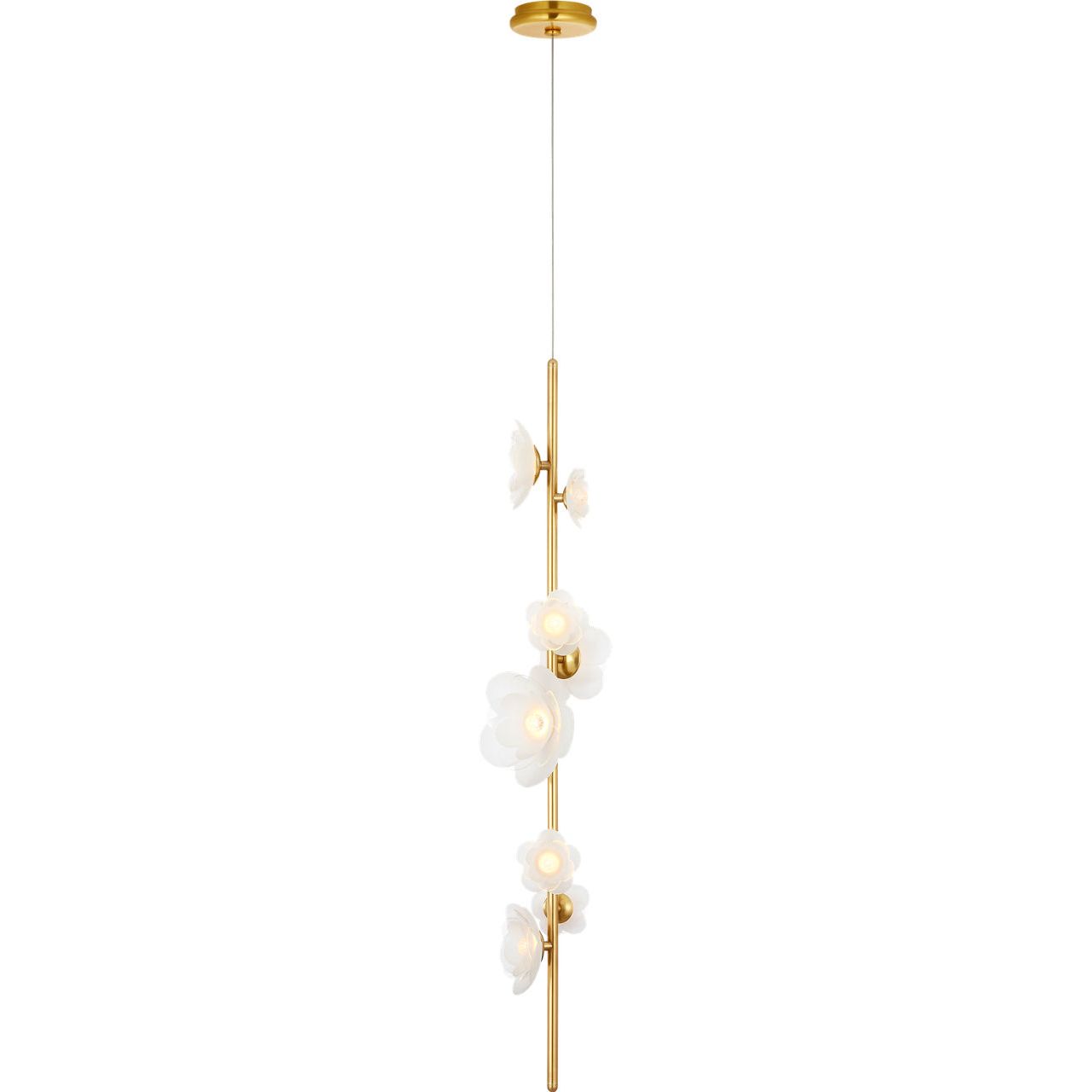 Soft Lacquered Brass with Etched and Clear Glass Flowers | shipping 12/10/2026