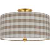 Hand-Rubbed Antique Brass with Schumacher Natural Sidney Check Shade | shipping 02/07/2027