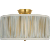 Hand-Rubbed Antique Brass with Schumacher Blue Charee Stripe Pleated Shade | shipping 01/09/2027