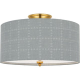 Hand-Rubbed Antique Brass with Schumacher Sky Elin Check Shade | shipping 12/10/2026