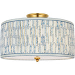 Hand-Rubbed Antique Brass with Schumacher Blue Aditi Pleated Shade | shipping 03/11/2027