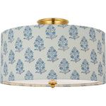 Hand-Rubbed Antique Brass with Schumacher Blue Aditi Shade | shipping 03/11/2027