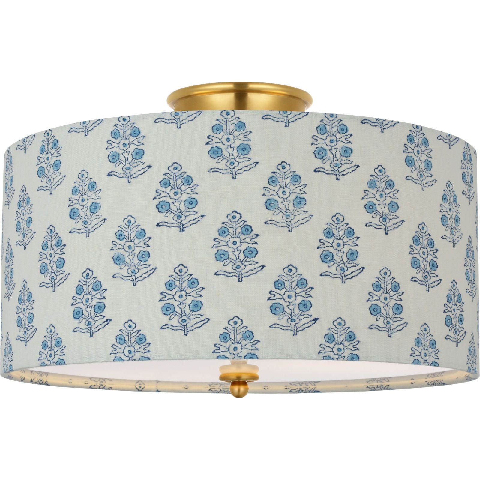 Hand-Rubbed Antique Brass with Schumacher Blue Aditi Shade | shipping 03/11/2027
