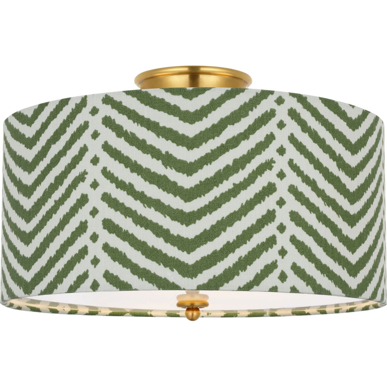 Hand-Rubbed Antique Brass with Schumacher Verde La Jolla Shade | shipping 10/17/2026