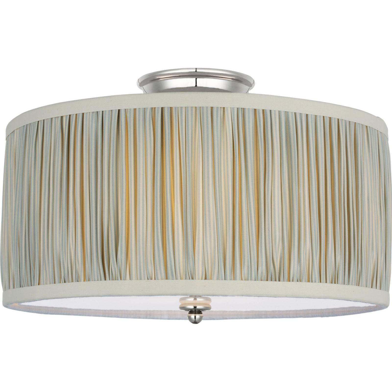 Polished Nickel with Schumacher Blue Charee Stripe Pleated Shade | shipping 01/09/2027