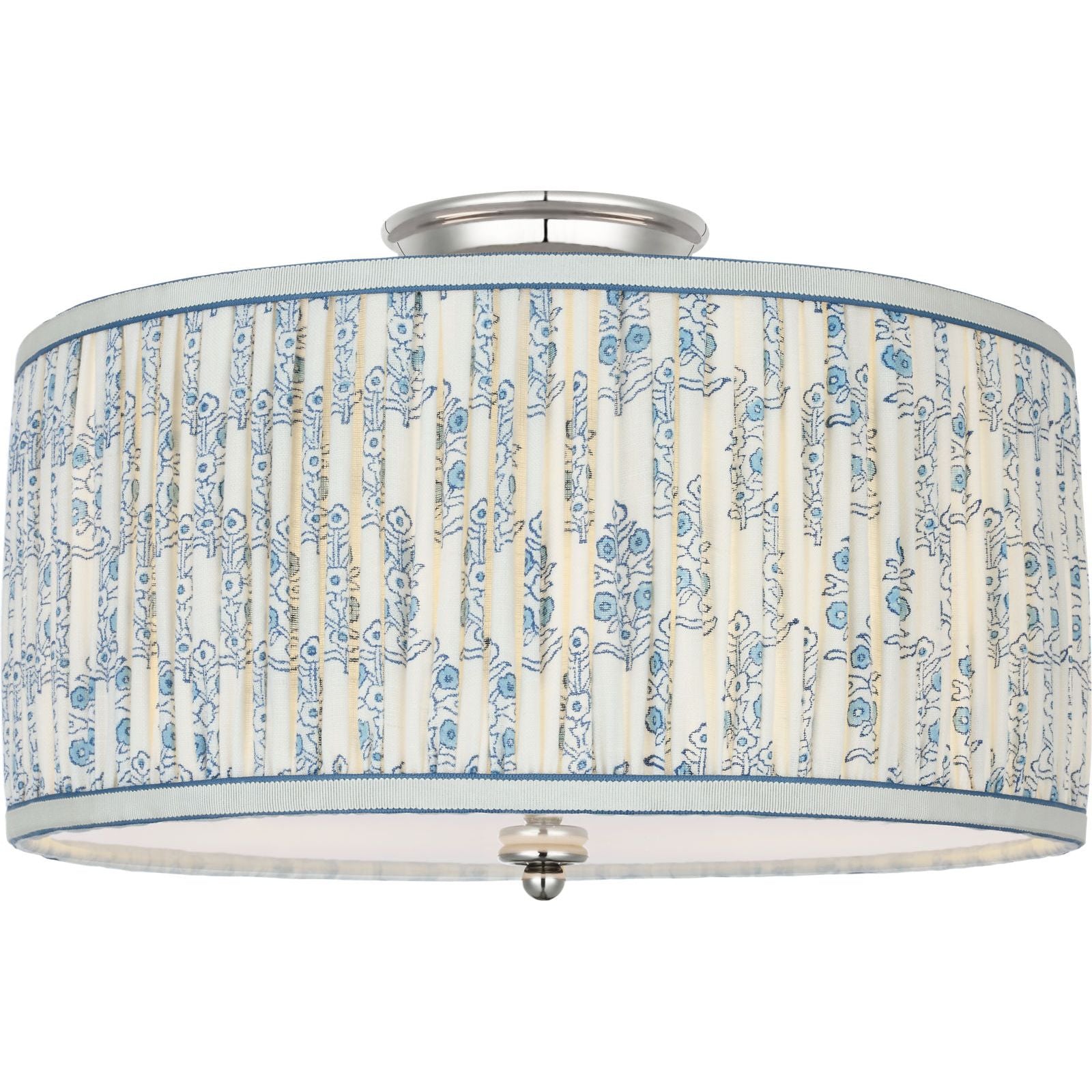 Polished Nickel with Schumacher Blue Aditi Pleated Shade | shipping 03/11/2027