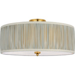 Hand-Rubbed Antique Brass with Schumacher Blue Charee Stripe Pleated Shade | shipping 12/10/2026