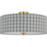 Hand-Rubbed Antique Brass with Schumacher Sky Elton Check Shade | shipping 12/10/2026