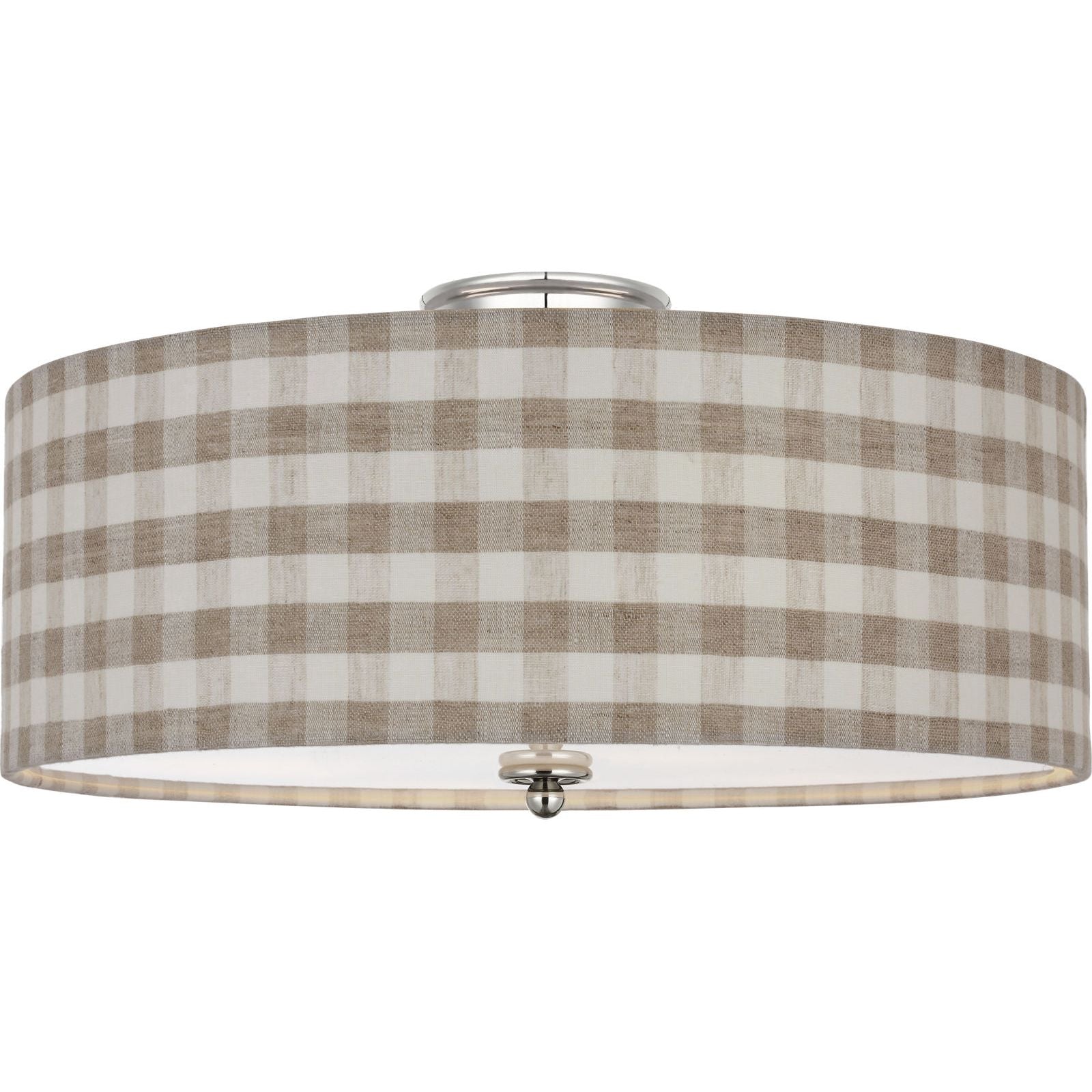 Polished Nickel with Schumacher Natural Sidney Check Shade | shipping 01/09/2027
