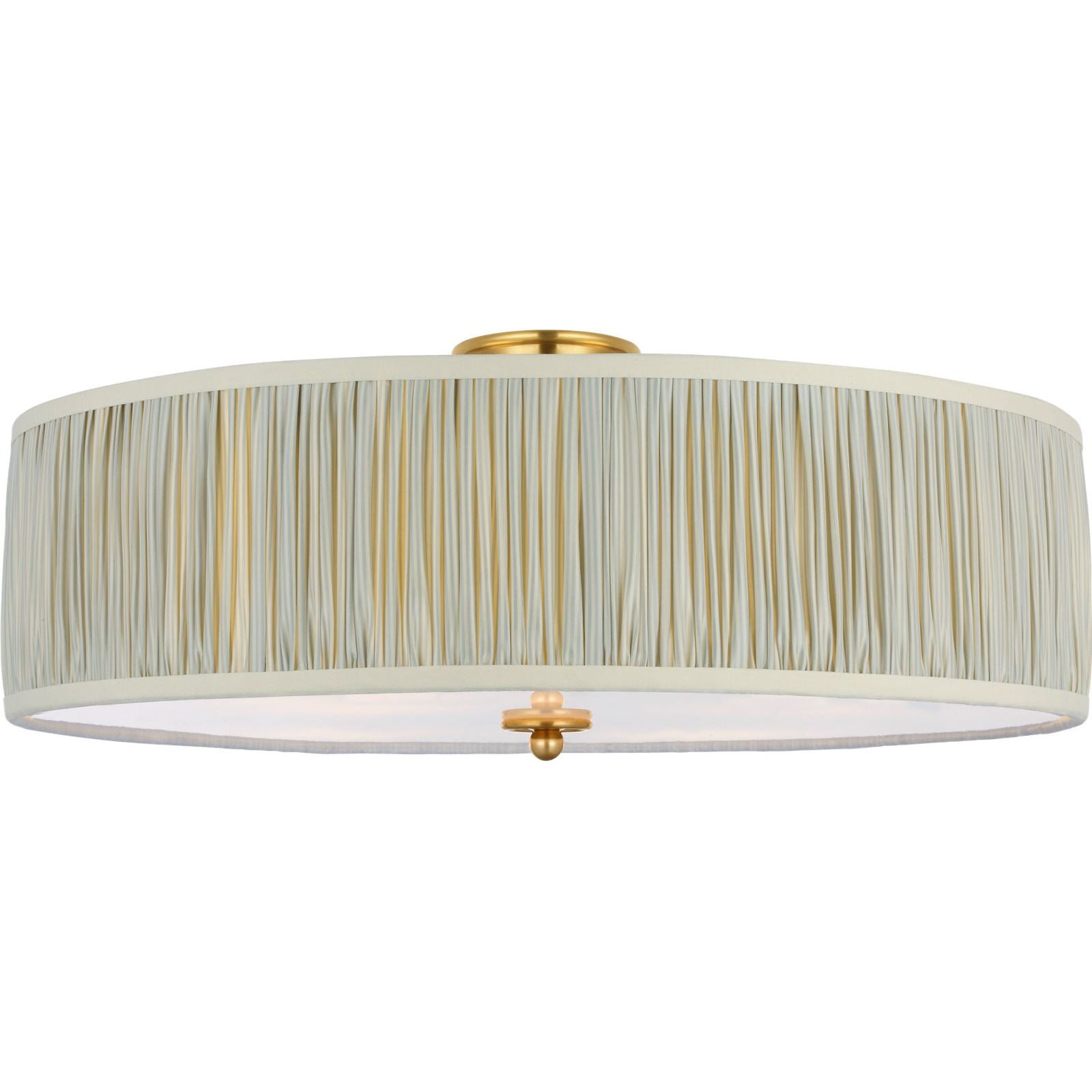 Hand-Rubbed Antique Brass with Schumacher Blue Charee Stripe Pleated Shade | shipping 02/07/2027