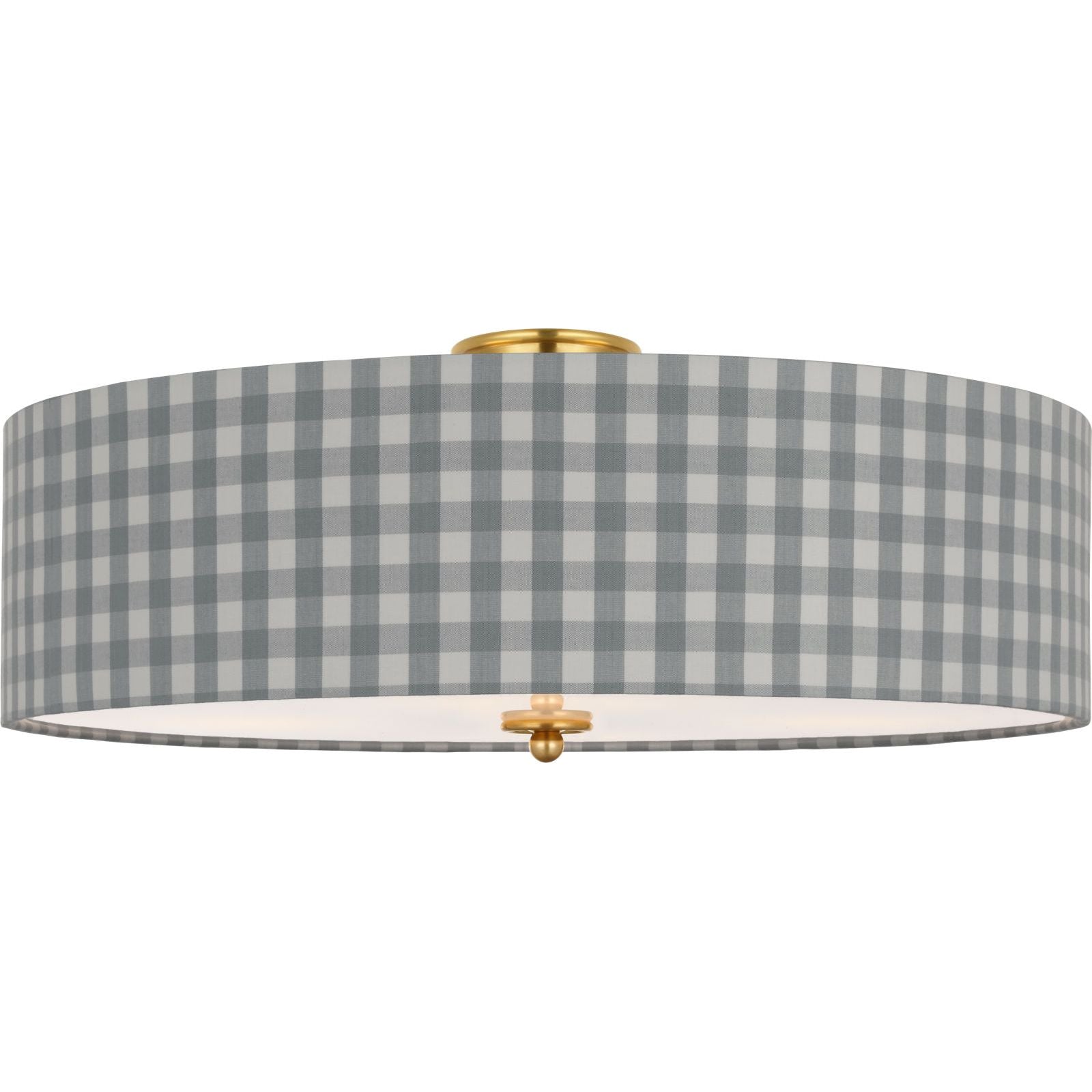 Hand-Rubbed Antique Brass with Schumacher Sky Elton Check Shade | shipping 11/01/2026