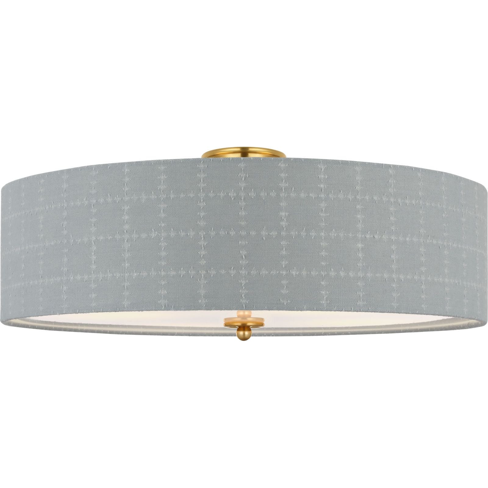 Hand-Rubbed Antique Brass with Schumacher Sky Elin Check Shade | shipping 01/09/2027