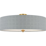 Hand-Rubbed Antique Brass with Schumacher Sky Elin Check Shade | shipping 01/09/2027