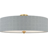 Hand-Rubbed Antique Brass with Schumacher Sky Elin Check Shade | shipping 01/09/2027
