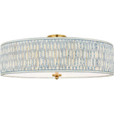 Hand-Rubbed Antique Brass with Schumacher Blue Aditi Pleated Shade | shipping 03/11/2027