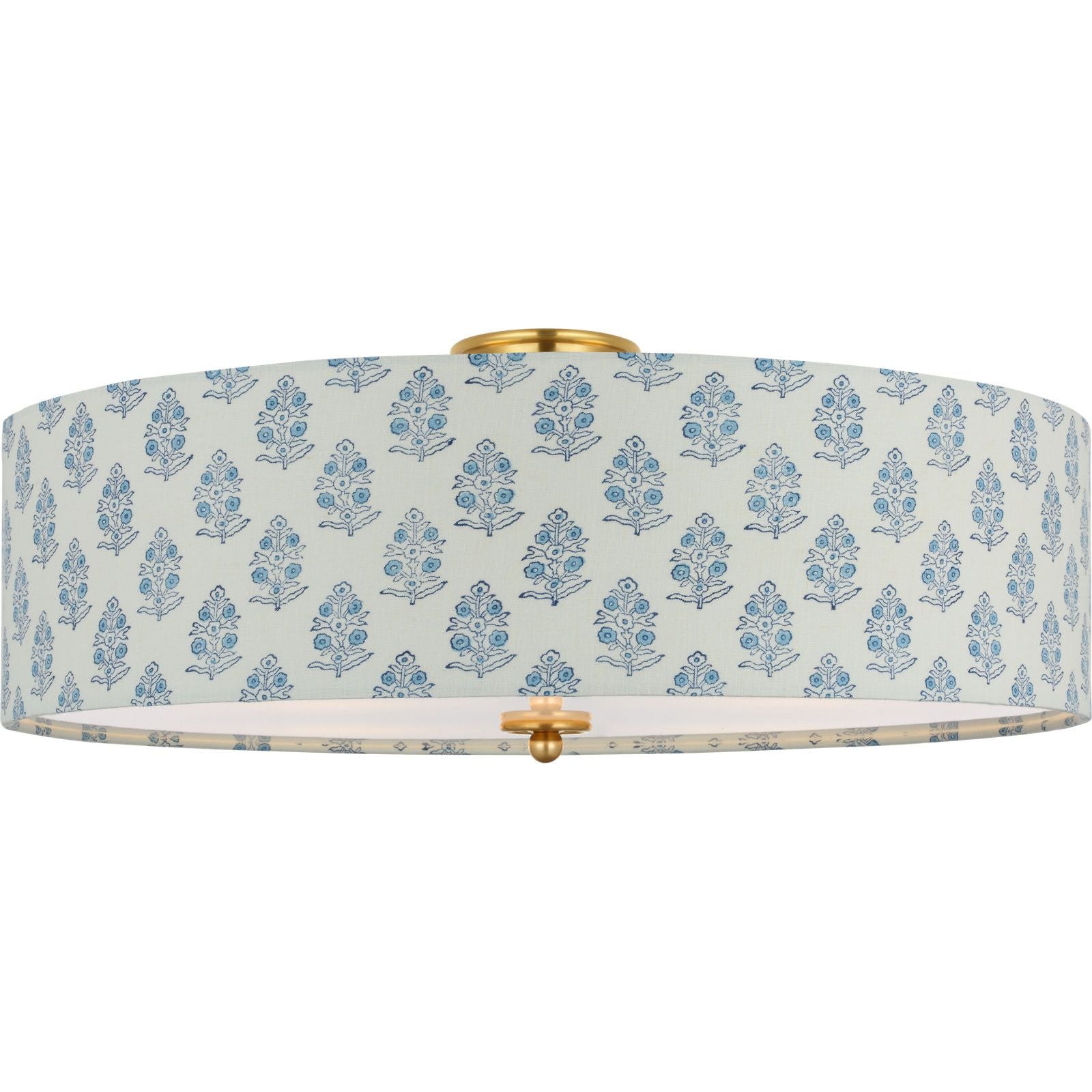 Hand-Rubbed Antique Brass with Schumacher Blue Aditi Shade | shipping 03/06/2027