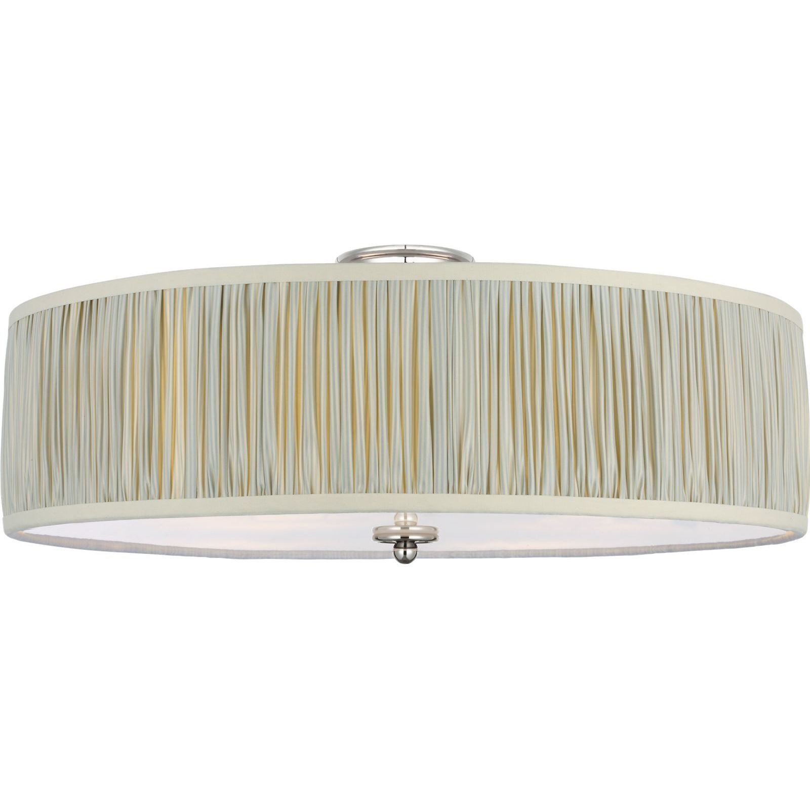 Polished Nickel with Schumacher Blue Charee Stripe Pleated Shade | shipping 02/07/2027