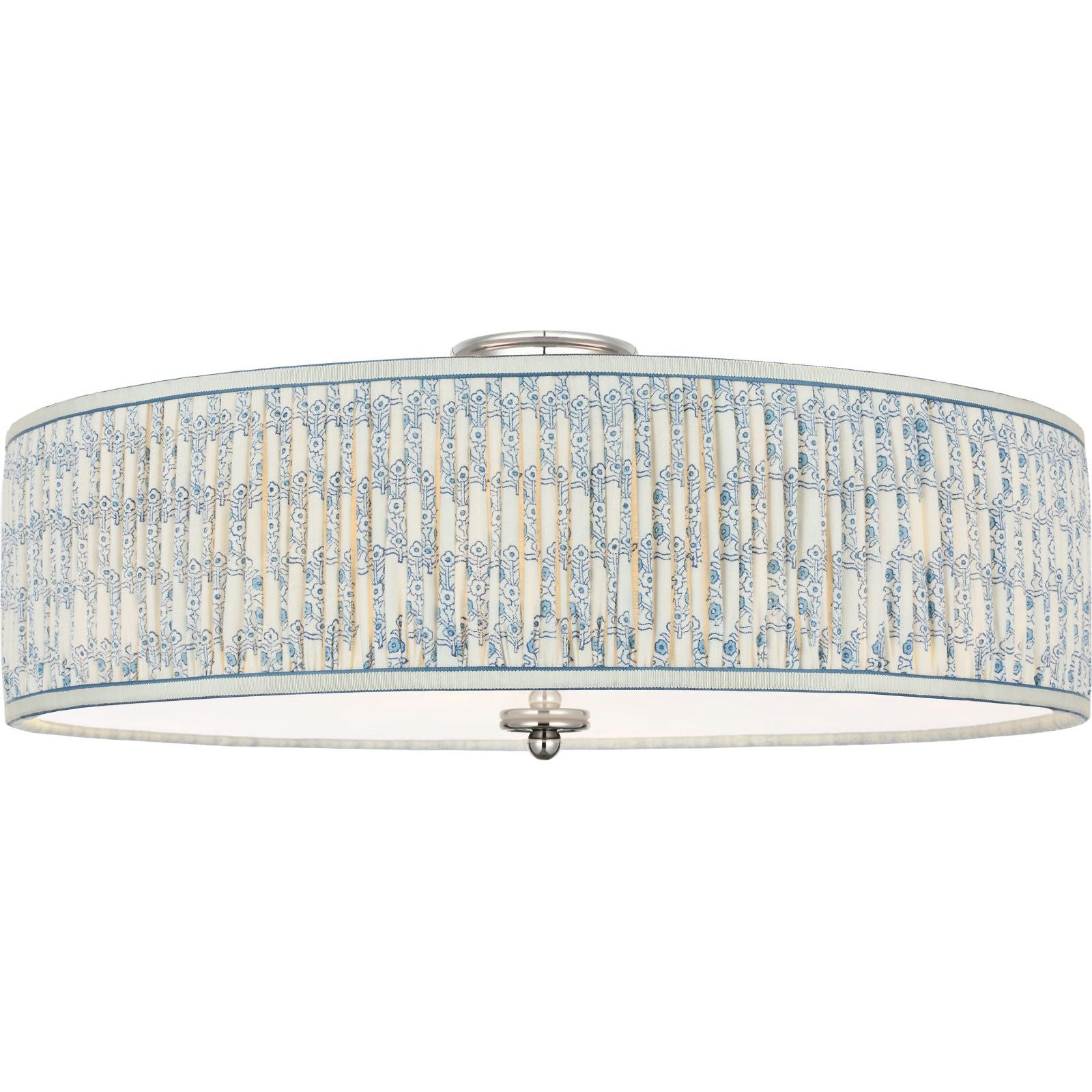 Polished Nickel with Schumacher Blue Aditi Pleated Shade | shipping 03/11/2027