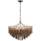 Featuring Vacarro Medium Chandelier Antique Bronze Leaf by Visual Comfort at Amethyst Home. The Vacarro by Julie Neill transforms classic basket chandeliers into a new and unique design statement. Hanging from the basket frame are sculptural, elongated plaster teardrops that create an unexpected texture while light emanates from within the basket. Available in all white or with a met. Amethyst Home provides interior design, new construction, custom furniture, and area rugs in the Austin metro area