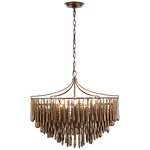 Featuring Vacarro Medium Chandelier Antique Bronze Leaf by Visual Comfort at Amethyst Home. The Vacarro by Julie Neill transforms classic basket chandeliers into a new and unique design statement. Hanging from the basket frame are sculptural, elongated plaster teardrops that create an unexpected texture while light emanates from within the basket. Available in all white or with a . Amethyst Home provides interior design, new construction, custom furniture, and area rugs in the Charlotte metro area