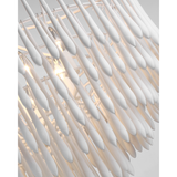 Featuring Vacarro Medium Chandelier Plaster White by Visual Comfort at Amethyst Home. The Vacarro by Julie Neill transforms classic basket chandeliers into a new and unique design statement. Hanging from the basket frame are sculptural, elongated plaster teardrops that create an unexpected texture while light emanates from within the basket. Available in all white or with a meta. Amethyst Home provides interior design, new construction, custom furniture, and area rugs in the Kansas City metro area