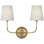 Featuring Vendome 16" Cordless Double Sconce Hand-Rubbed Antique Brass by Visual Comfort at Amethyst Home. Vendome 16" Cordless Double Sconce in Hand-Rubbed Antique Brass with Linen Shades
Overall Dimensions: 17.75" L x 17.75" W x 16.25" H Weight : 5 lbs.. Amethyst Home provides interior design, new construction, custom furniture, and area rugs in the Seattle metro area