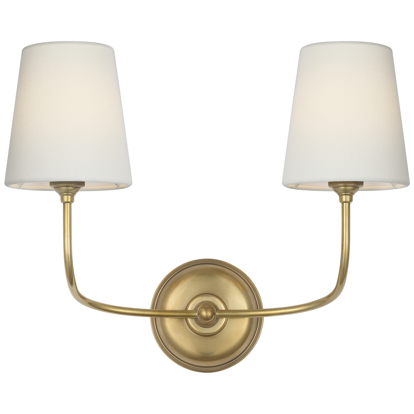 Featuring Vendome 16" Cordless Double Sconce Hand-Rubbed Antique Brass by Visual Comfort at Amethyst Home. Vendome 16" Cordless Double Sconce in Hand-Rubbed Antique Brass with Linen Shades
Overall Dimensions: 17.75" L x 17.75" W x 16.25" H Weight : 5 lbs.. Amethyst Home provides interior design, new construction, custom furniture, and area rugs in the Winter Garden metro area