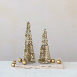 Wire & Glass Bead Christmas Tree, Gold & Nickel Finish