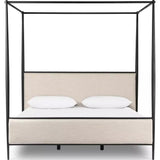 Featuring Xander Savoy Parchment Canopy Bed by Four Hands at Amethyst Home. Streamlined and refined. Tapered at the top and bottom, this textured black iron canopy bed fashions a comfortable headboard upholstered in a classic cream hue for contrast.
Queen: 63.75"w x 88.00"d x 85.00"hKing: 79.75"w x 88.00"d x 85.00"h
Collection: WestgateColors: Savoy Par. Amethyst Home provides interior design, new home construction design consulting, vintage area rugs, and lighting in the Newport Beach metro area.