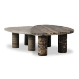 Zion Nesting Coffee Tables - Small Antique White Marble + Large Rocky Brown Marble - Antique White Marble | shipping 09/15/2026