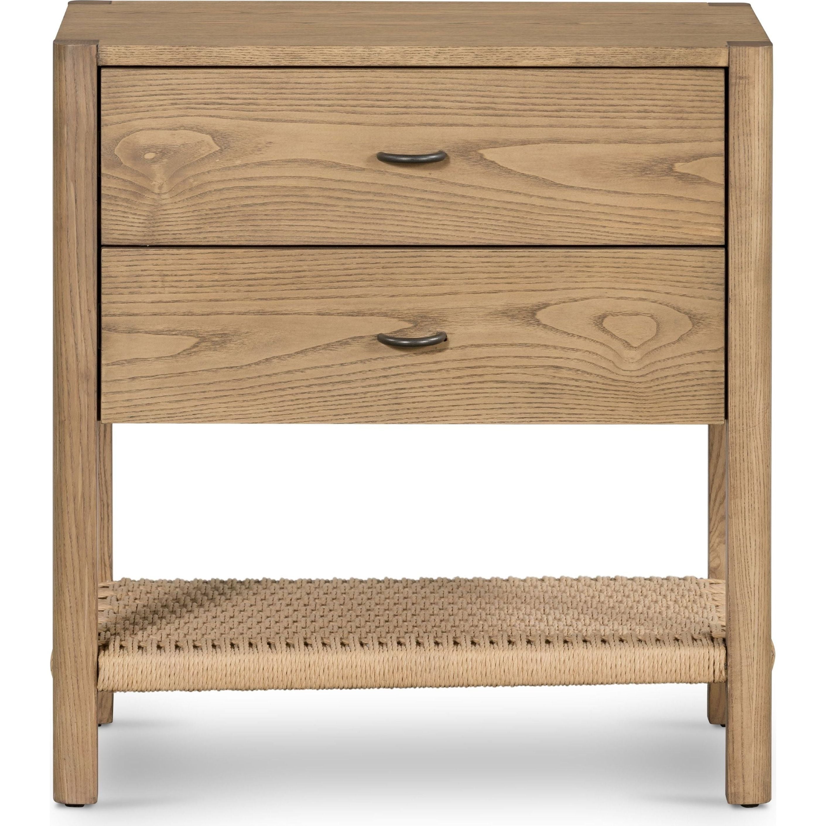 Featuring Zuma Dune Ash Nightstand by Four Hands at Amethyst Home. Simple yet refined, a Danish design-influenced nightstand is made from solid ash, with iron hardware finished in a sleek gunmetal. Dual drawers bring generous storage space to the bedside, while stretcher-style shelving made from woven paper cord doles a textural finishing touch.
Overal.  Amethyst Home provides interior design, new home construction design consulting, vintage area rugs, and lighting in the Newport Beach metro area.