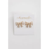 Gold Maxi Sparkler Holiday Statement Stud Bow Earrings