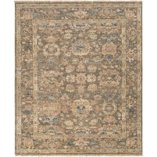 The Monterey Hand-Knotted Rug is a beautiful and timeless addition to any room. Crafted with 100% wool and featuring tones of beige and dark navy blue accents, this rug is sure to capture any viewer's attention. The ornate parisian motif adds to its sophistication, making it the perfect choice for any interior. Amethyst Home provides interior design, new construction, custom furniture, and area rugs in the Boston metro area