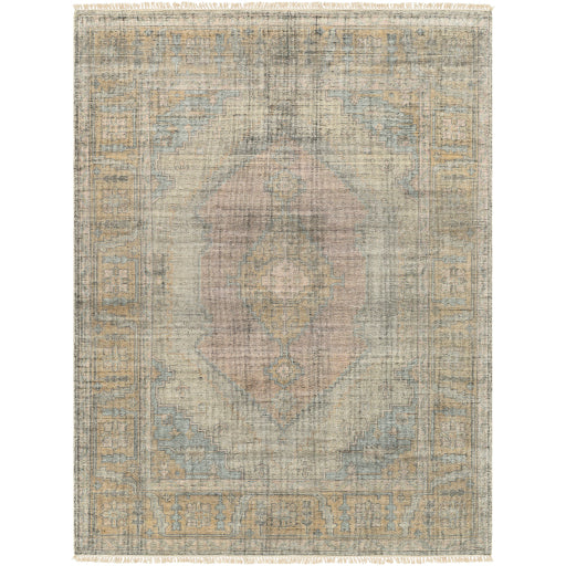 The Nirvana Hand-Knotted Rug is a luxurious addition to any living space. Crafted with a blend of wool and viscose, this rug features a traditional center medallion and a soft, smooth feel. The muted colors of Dusty Coral, Beige and Gray create a classic look to bring warmth and style to any space. Amethyst Home provides interior design, new construction, custom furniture, and area rugs in the Vail metro area