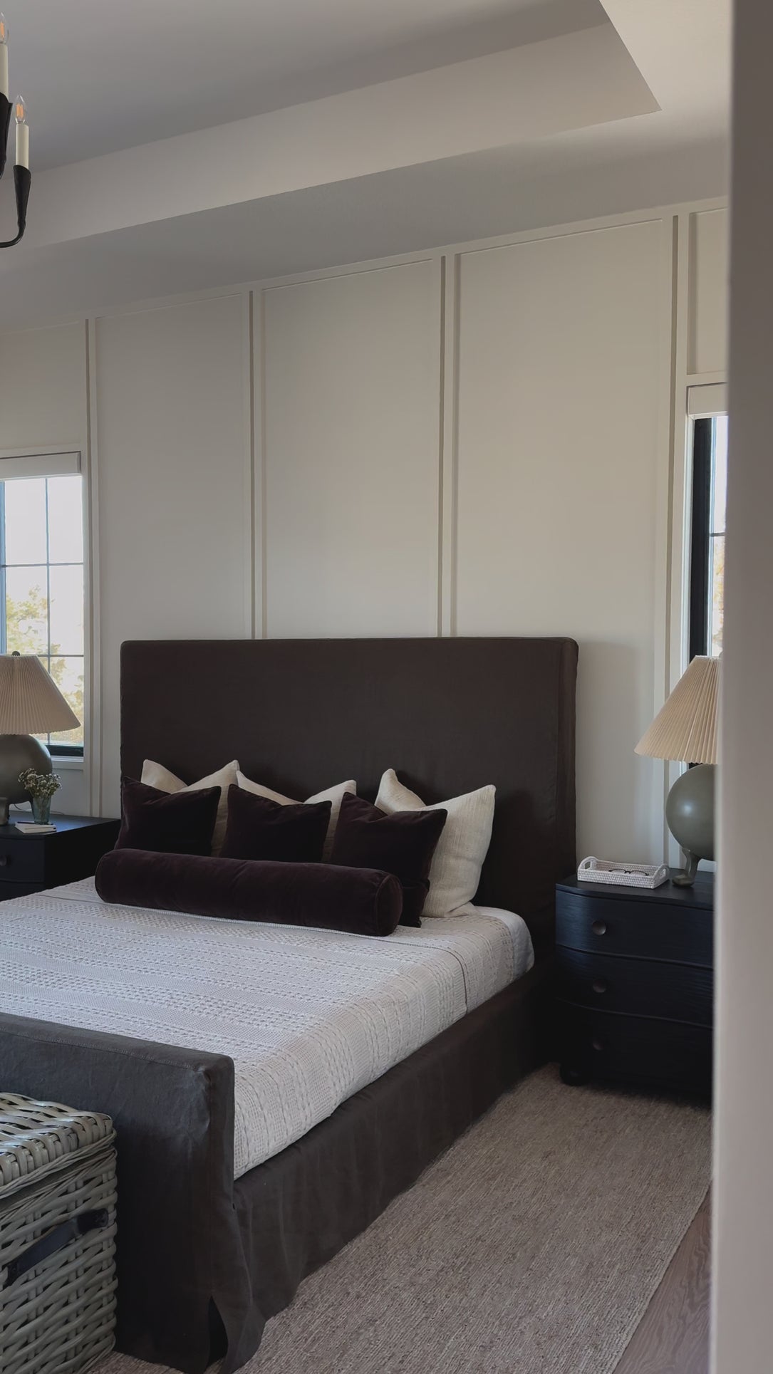 Grand high back and matte linen beauty -- the Daphne bed is a dream! Amethyst Home provides interior design, new home construction design consulting, vintage area rugs, and lighting in the Winter Garden metro area.