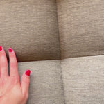 A modern take on mid-century Italian design, soft volume and exaggerated proportions fuse for a sculpted look and playful feel. Atop a plinth-style teak base, outdoor-friendly ottoman features dramatic tufting for a padded sit or a tray for use as a table, indoors and out. Ottoman to matching sectional. Amethyst Home provides interior design, new home construction design consulting, vintage area rugs, and lighting in the Tampa metro area.