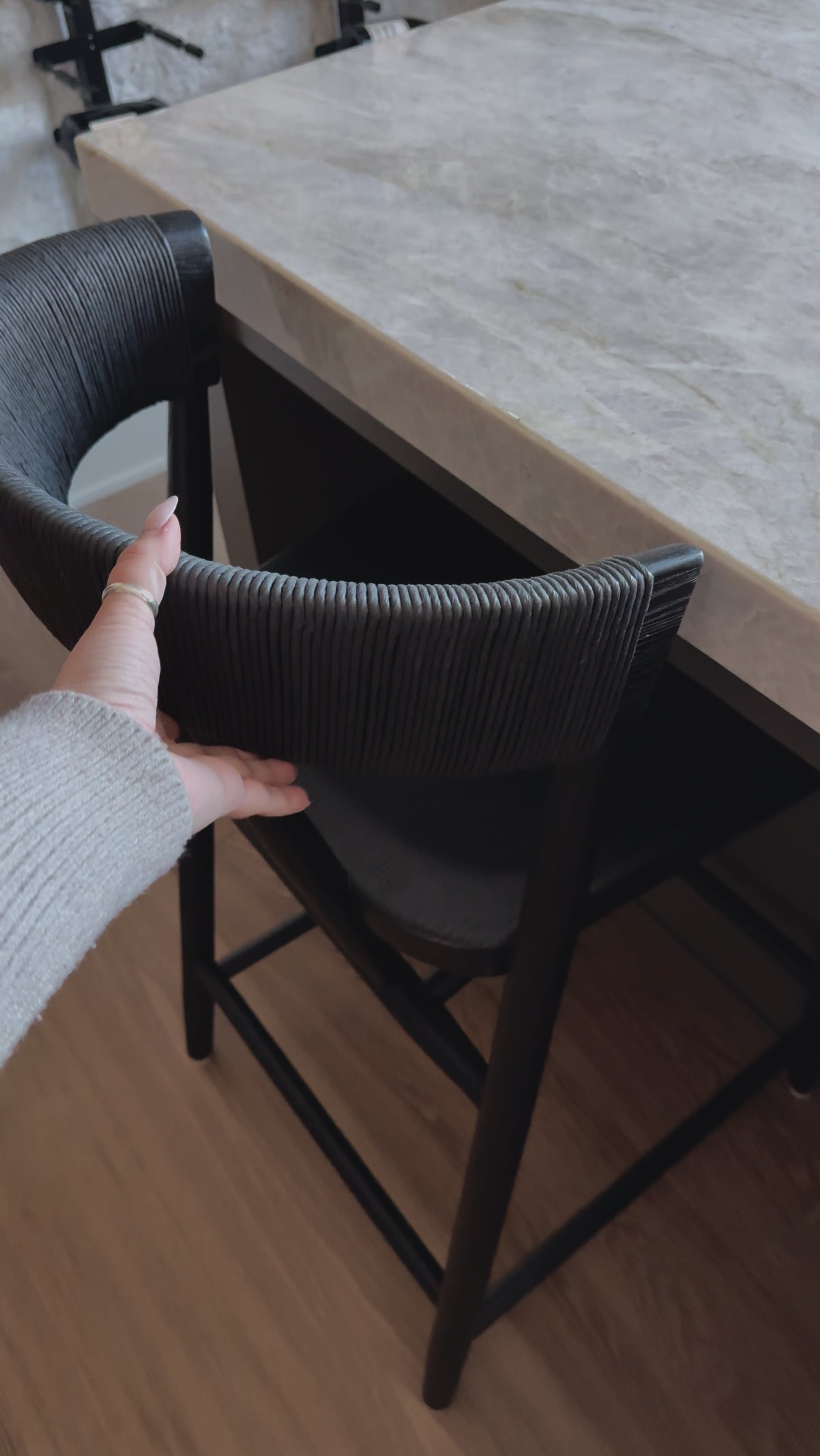 A solid oak counter stool defined by tapered legs and framing gives an updated look to the classic whistler chair. Finished with a paper rush wrapped detail on the back.BarOverall Dimensions: 19.25"w x 22.25"d x 42.75"hWeight: 23.70 lbsCounterOverall Dimensions: 19.50"w x 22.25"d x 38.75"hWeight: 21.61 lbsMaterials : Rush, Solid Oak Amethyst Home provides interior design, new home construction design consulting, vintage area rugs, and lighting in the Charlotte metro area.